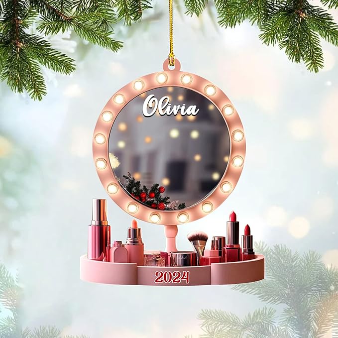 Personalized Makeup Tools Christmas Ornament 2024, Makeup Box Christmas Ornament Gift for Makeup Artist, Christmas Tree Decor for Makeup Shop, Gift for New Makeup Coworkers (MKH14)