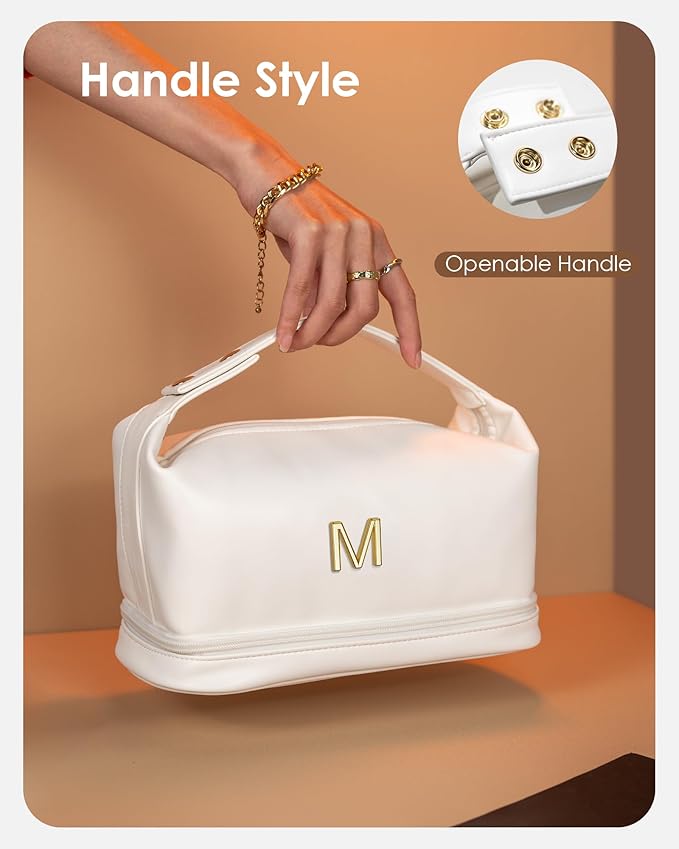 Birthday Gifts for Women, Personalized Gifts, Makeup Bags with Handle, Gifts for Girls In Their 20S Cosmetic Bag, PU Leather Makeup Bags Travel Toiletry Bag, Gifts for Coworkers Teen Girls