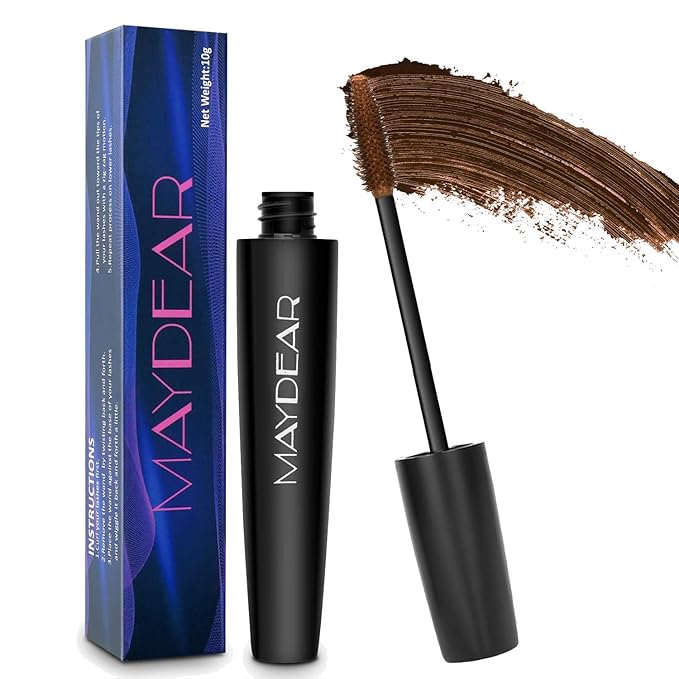 Maydear Brown Mascara Waterproof, Smudge-Proof & Long-Lasting, Fast-Dry Lengthening Colored Mascara for Bold Lashes
