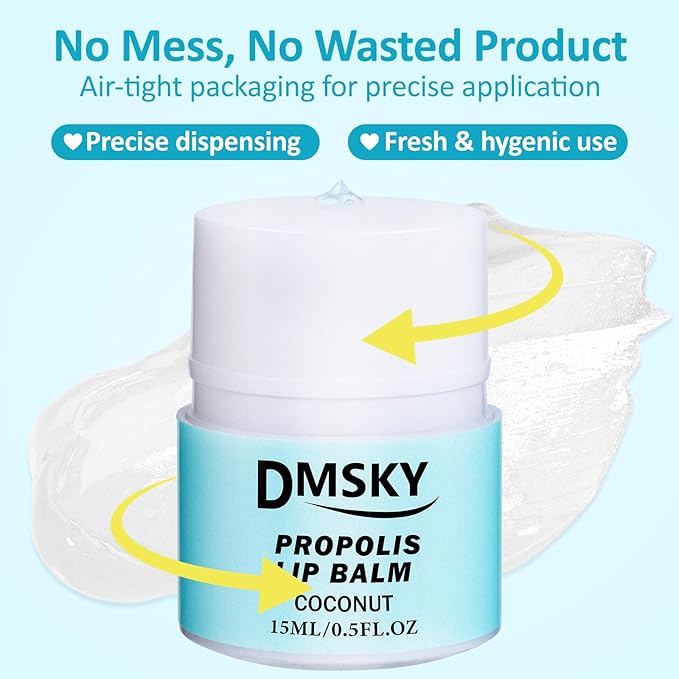 DMSKY 4 Pack Lip Sleeping Mask Set, Lip Butter with Propolis and Vitamin E, Lip Balm for Dry Lips, Reduce Lip Lines and Improve Lip Color