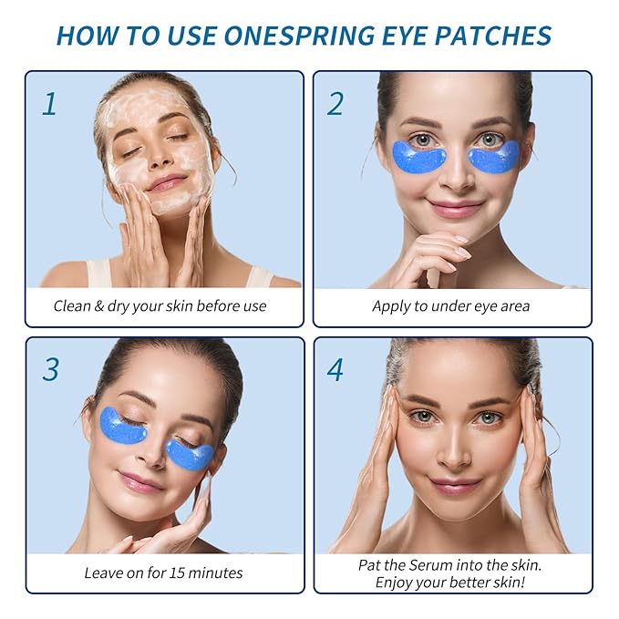 Under Eye Patches (8 Pairs) - Revitalises and Refreshes Your Skin, Eye Masks for Eye Bags, Dark Circles, Wrinkles, Collagen Gel Pads, Relieves Pressure - Travel Essentials