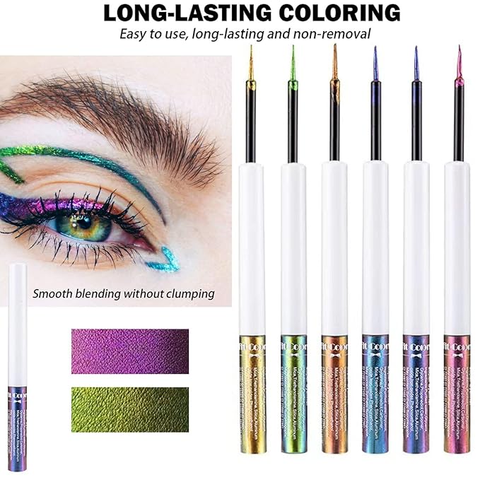 6 Colors Chameleon Liquid Eyeshadow Metallic Glitter Shimmer Eye Shadow Set Long Lasting Waterproof Multichrome Eyeshadows Makeup Set