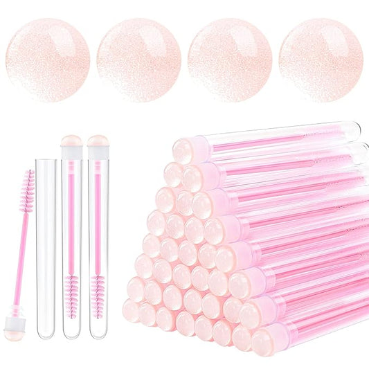 50pcs Eyelash brush Lash Wand Makeup tool Eyelash Extension supplies Cleaning brush Diamond Mascara sky pink