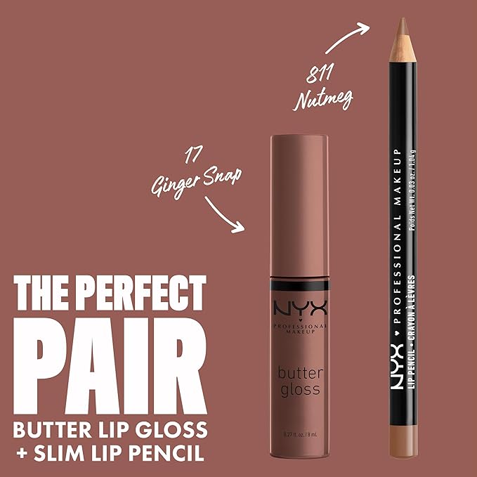 NYX PROFESSIONAL MAKEUP Butter Gloss, Non-Sticky Lip Gloss - Ginger Snap (Chocolate Brown)