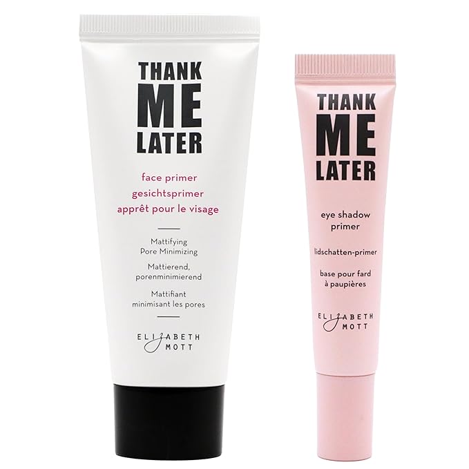 Elizabeth Mott Thank Me Later Face & Eye Primer – Long-Lasting Matte Makeup Base, Pore Minimizer, Oil & Shine Control, Wrinkle Blurring, Crease Prevention, Smooth Finish for All-Day Wear – 10g & 30g