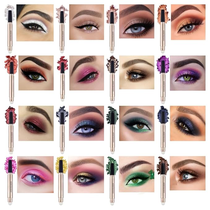 Brown Eyeshadow Stick Makeup, Long-Lasting Waterproof Eye Shadow Pencil, Hypoallergenic Smudge-Proof Glitter Primer Palette Shimmer Eyeliner, Easy to Blend Eye Make Up