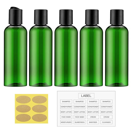Travel Bottles for Toiletries 3.4 oz - Travel Size Containers for Shampoo Plastic - Small Empty Lotion Squeeze Bottle for Liquid TSA Approved - Leak Proof Mini Conditioner Refillable Green 100ml