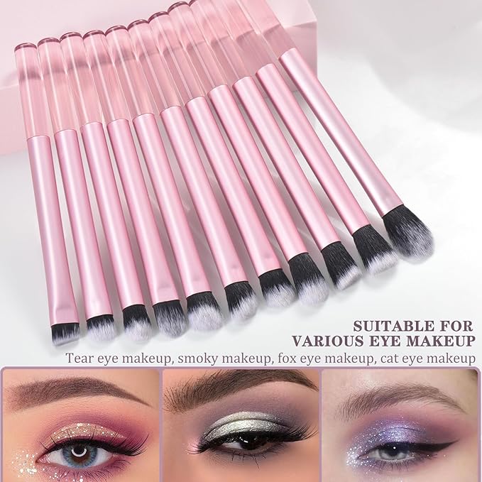 111 Makeup Brushes Set 22 Pcs Makeup Kit With Case Premium Soft Synthetic Hair Foundation Brush Concealer Brush Eyeshadow Brush Transparent Make up Brushes Set With Beauty puff (Pink+Black, 22pcs)