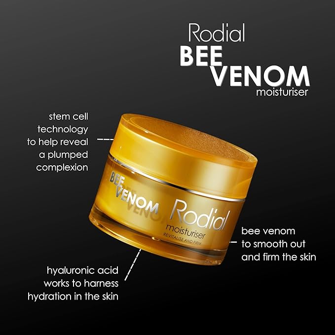 Rodial Bee Venom Moisturiser Cream 1.7fl.oz - Intense Face Cream to Restore Skin Elasticity and Firmness - Anti-Aging Formula - Juvinity for Collagen Production Boost - Long Lasting Hydration