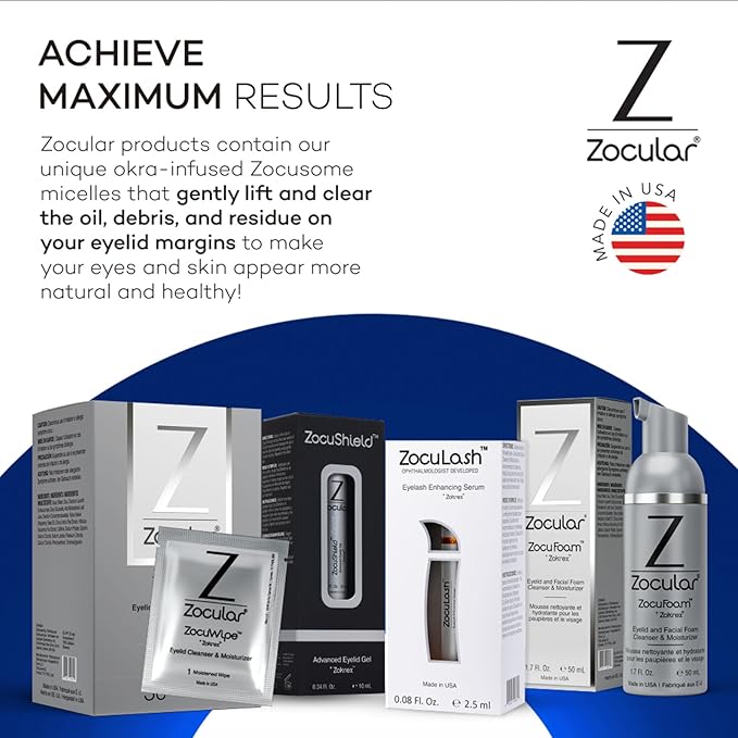 Zocuwipe Eyelid Wipes with Natural Okra Complex - Eyelid Cleanser and Moisturizer Pads - Eyelid Cleansing Wipes - Blepharitis Treatment - 15ct