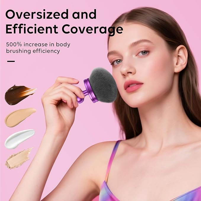3.6 Inch Extra Large Kabuki Brush, Big Body Makeup Brush, Tanning Brush for Streak, Free Application, Dry & Wet Use, Durable Design - Perfect for Sunless Tanning, Body Lotion, Moisturizer