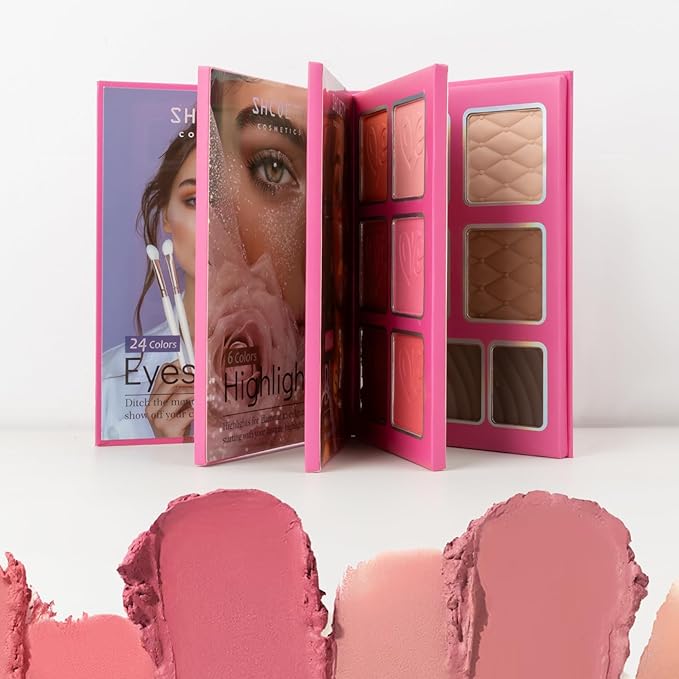 4-Layer Multi - Functional Beauty Book Kit- Style Makeup Palette Ingeniously Combines Eyeshadows, Blushes, Highlighters, Contour Powders In One,Best Choice for A Gift for Women (SH2512B)