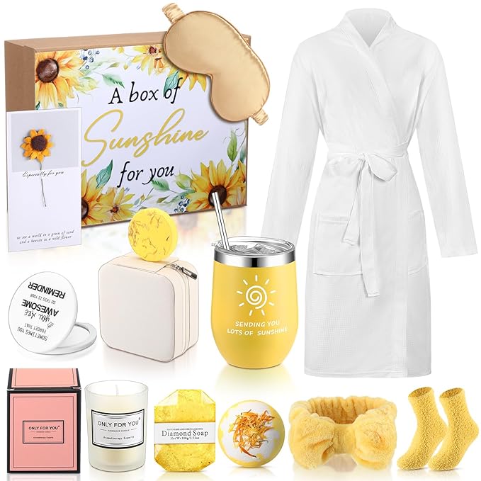 Nuogo 13 Pcs Birthday Gifts for Women Mothers Day Gifts Spa Basket Set for Women Mirrors Socks Steamers Jewelry Case Bath Robe Mom nurse Girlfriend Wife