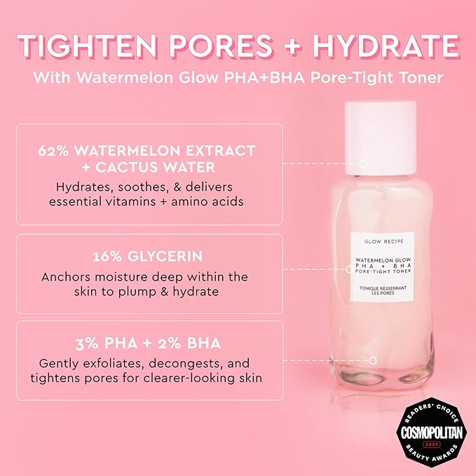 Glow Recipe Back to School Essentials Kit - Watermelon Toner (40ml) + Dew Drops (15ml) + Blur Drops (5ml) + Pink Juice Moisturizer (25ml) + Watermelon Mist (75ml)