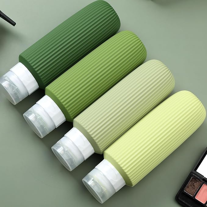 Travel Bottles for Toiletries, Large 6oz Travel Size Containers, BPA Free Leak Proof Tubs Refillable Liquid Accessories with Toiletry Bag for Cometic Shampoo and Lotion Soap (4 Pack)