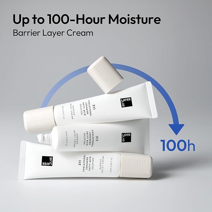 LAYERLAB Barrier Moist Cream - Up to 100H Hydration Face Moisturizer with Ceramide, Cholesterol, K-Beauty Skincare with Shea Butter for Deep Hydration & Moisture Barrier Support 2.02 fl oz