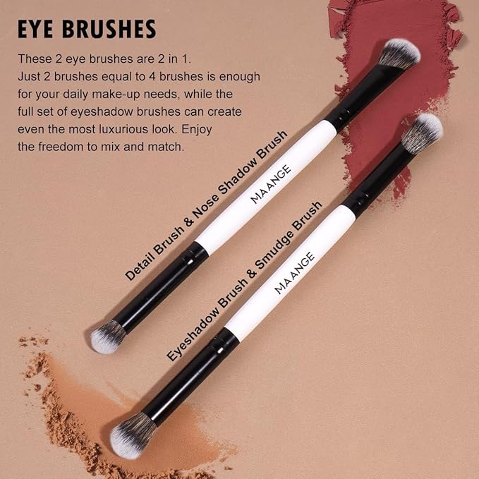 MAANGE 6 PCS Foundation Contour Conceal Brush Set, Makeup Brushes, Eyeshadow Concealer Brushes, Double Sided Blending Eyebrow Brush Professional Face brush Set Tools, For Liquid, Cream, Loose Powder