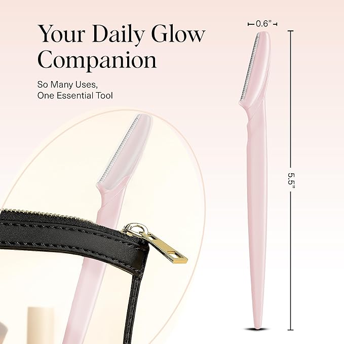 Kitsch Dermaplane Razor for Women Face – Face Razors for Women & Men, Eyebrow Trimmer & Face Shaver – Exfoliating Facial Razor & Skin Care Tool for Smoother Skin - Blush, 12 pcs