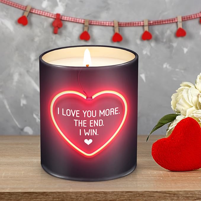 TEEZWONDER Christmas Anniversary Wedding Gifts for Women Men - I Love You More Long Lasting Vanilla Lavender Candle 10 Oz - I Love You Christmas Birthday Gifts for Him Her Boyfriend Husband