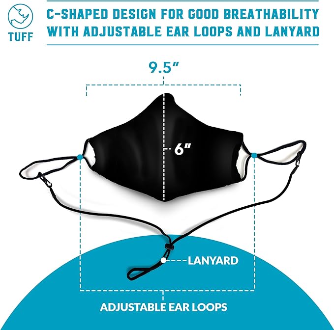 TUFF Face Mask Adult XL Large Size 3 Pack- C Shaped Design Making Breathing Easier
