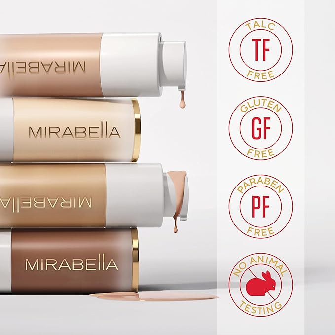Mirabella Invincible For All HD Liquid Foundation - Anti-Aging Full Coverage Liquid Face Makeup - Moisturizing, Hydrating & Lightweight Foundation for All Skin Types (Light L90)