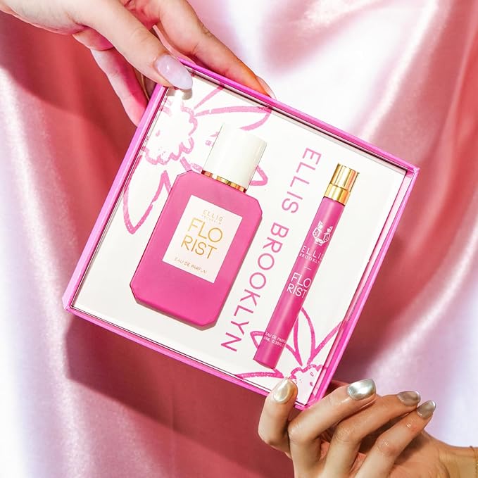 Ellis Brooklyn FLORIST Eau De Parfum Gift Set – Fresh Floral Perfume for Women with Italian Bergamot, Tuberose & Cedarwood – Vegan & Cruelty-Free – Perfect for Mother’s Day! (50ml + 10ml Travel Spray)
