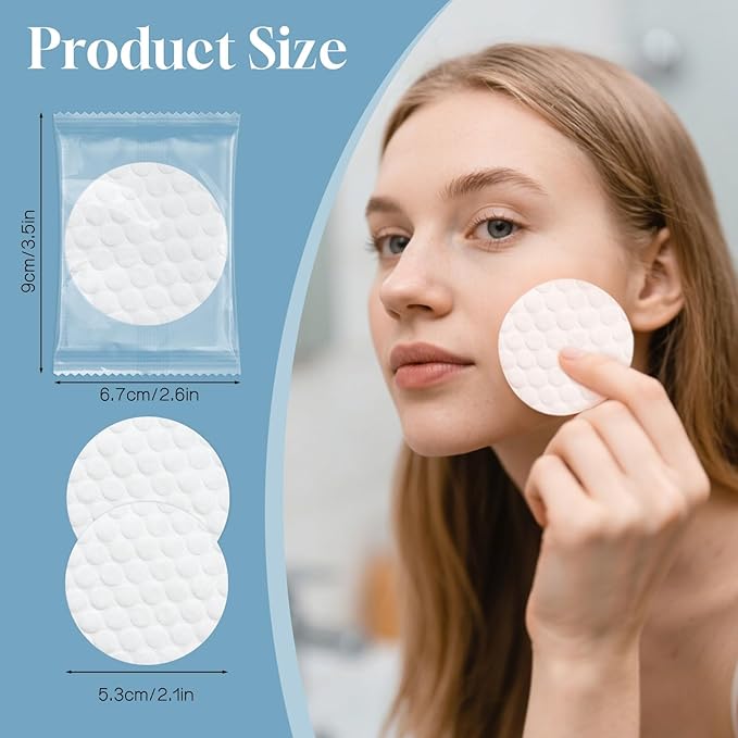 Travel Size Cotton Rounds Individually Wrapped Cotton Rounds Bulk Makeup Cotton Pads Soft for Most Skin Types Personal Care Kit Hotel Amenities (5 Pcs/Set, 200 Sets in Total)
