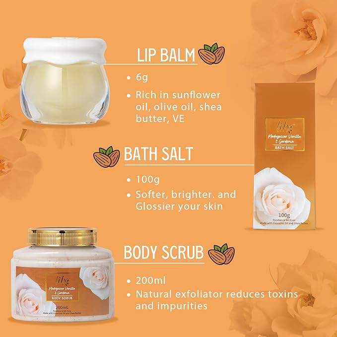 18Pcs Bath and Body Gift Basket Set for Women - Vanilla Spa Baskets Spa Kit with Necklace | Perfect Gifts for Christmas, Valentines Day, Mothers Day, Birthday Gifts, Self Skin Care Gifts for Her/Mom