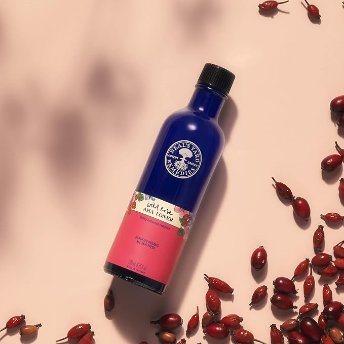 Neal's Yard Wild Rose AHA Toner, Hydrates, Renews & Refines, Gentle & Effective for Sensitive Skin, Vegan Approved & Cruelty-Free, 200mL