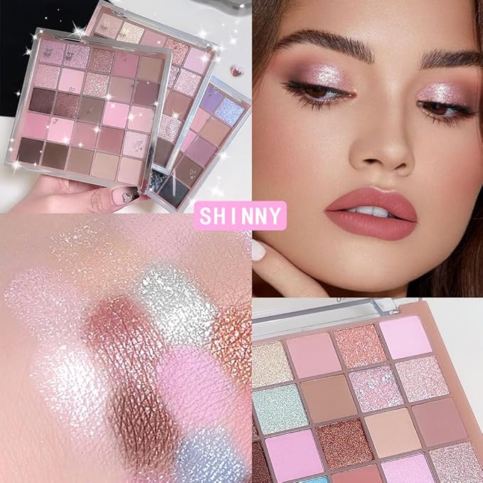 Eyeshadow Palette, 25 - Shades Matte & Shimmer Finishes, Glitter Pigment Eye Makeup, Blendable Powder Cream, Rich Color Selection, Cruelty Free, Professional-01#