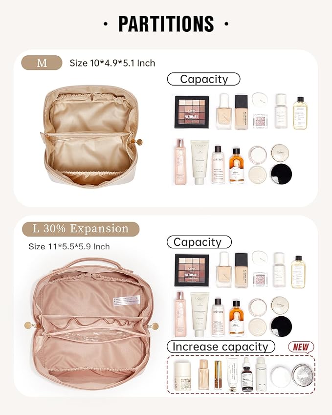 EACHY Travel Makeup Bag,Large Capacity Cosmetic Bags for Women,Waterproof Portable Pouch Open Flat Toiletry Bag Pattern Makeup Bag