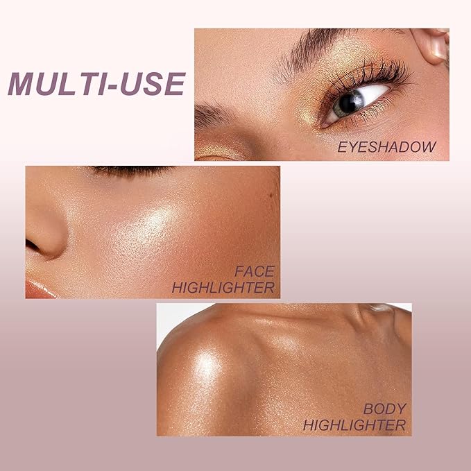 YOUNG VISION Pressed Powder Highlighter, Baked Natural Glow Contour Powder & Face Highlighter, Cruelty Free, Shimmer Highlighting Makeup for Face, Eye, Eyeshadow, Body, Skin (White)