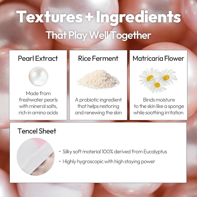 LAPCOS Pearl Sheet Mask, Daily Face Mask with Probiotics to Clarify Skin, Korean Beauty Favorite, 10-Pack