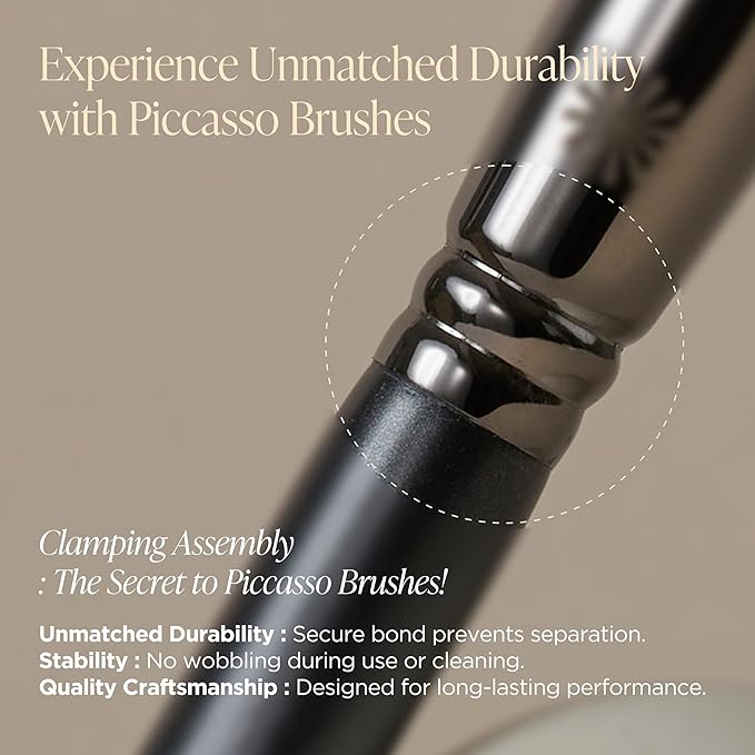 Piccasso 116 Highlighter Brush – Soft Goat Hair Makeup Brush for Face, Ideal for Highlighting Cheekbones, Nose, and Jawline, Fluffy Blush Brush for Natural Glow, Professional Korean Beauty