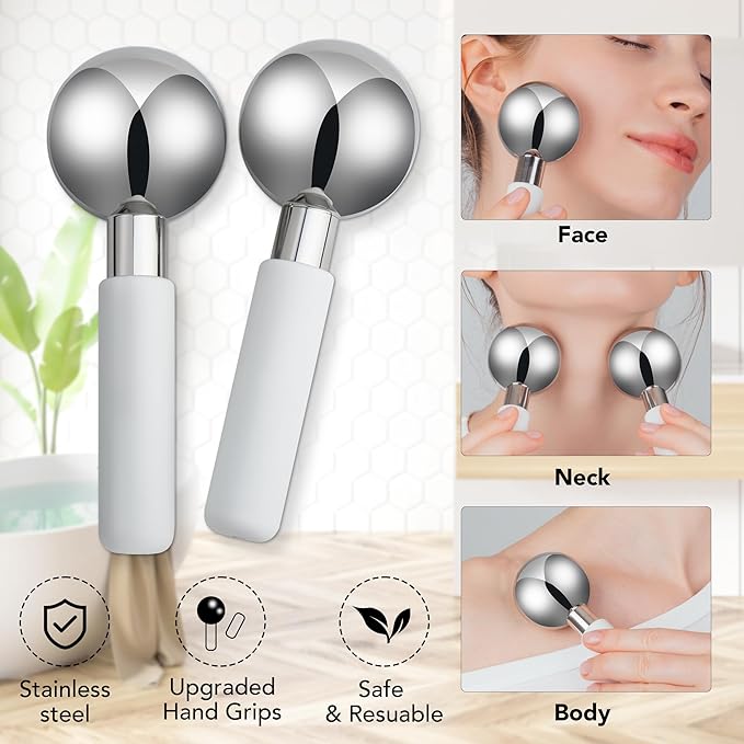 Floraison Unbreakable Stainless Steel Magic Cooling Beauty Facial Sticks for Face, Neck & Body Cryo Sticks & Cold Roller for face Puffiness & Wrinkles, Wine-Chilling Wands