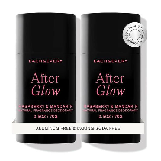 Each & Every Aluminum Free Deodorant for Women & Men, Raspberry & Mandarin - All Natural Deodorant for Sensitive Skin, EWG Verified - Clean, Baking Soda-Free, Plant-Based Fragrance - 2.5oz, 2 Pack