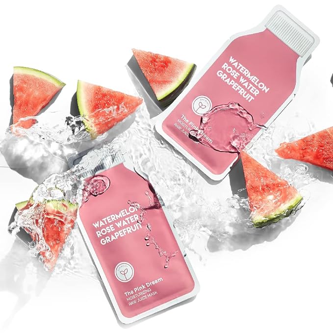 ESW Beauty The Pink Dream - Moisturizing Raw Juice Face Mask - Hydrating with Watermelon, Rose Water & Grapefruit for Dry, Sensitive Skin - Vitamins C & E for Radiance