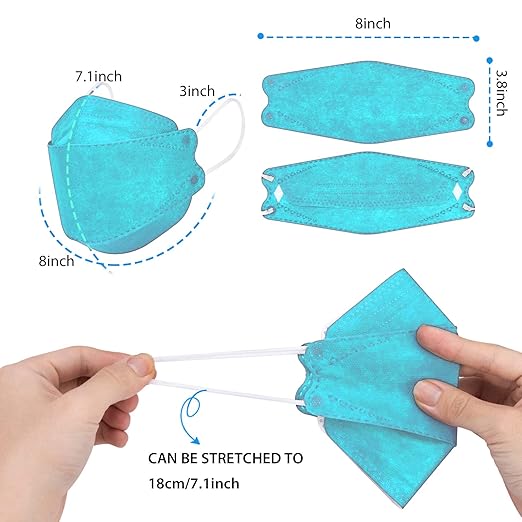KN95 Face Masks for Adults 50 Pack, Individually Wrapped, 5-Ply Blue Disposable Face Mask Against PM 2.5 Smoke & Dust, Filtration Efficiency 95%