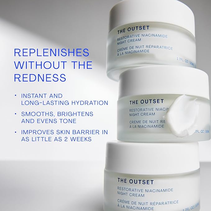 The Outset Restorative Niacinimide and Bakuchiol Night Cream - Gentle Fragrance Free Anti-Aging Moisturizer - Wrinkle reducing - Clean, Vegan, Gluten Free - All Skin Types, Sensitive Skin - 1.7 fl oz