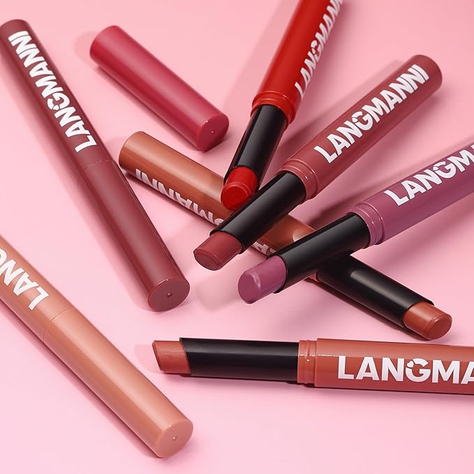 Jolilab 8Pcs Lip Set: 4 Colors Lip Liner+4 Colors Lipstick, Matte/Creamy,Smooth Creamy Texture,Long-Lasting,Bold/Nude Shades for Daily/Party, Vegan, Gift for Makeup Lovers.(#01+06+09+11)