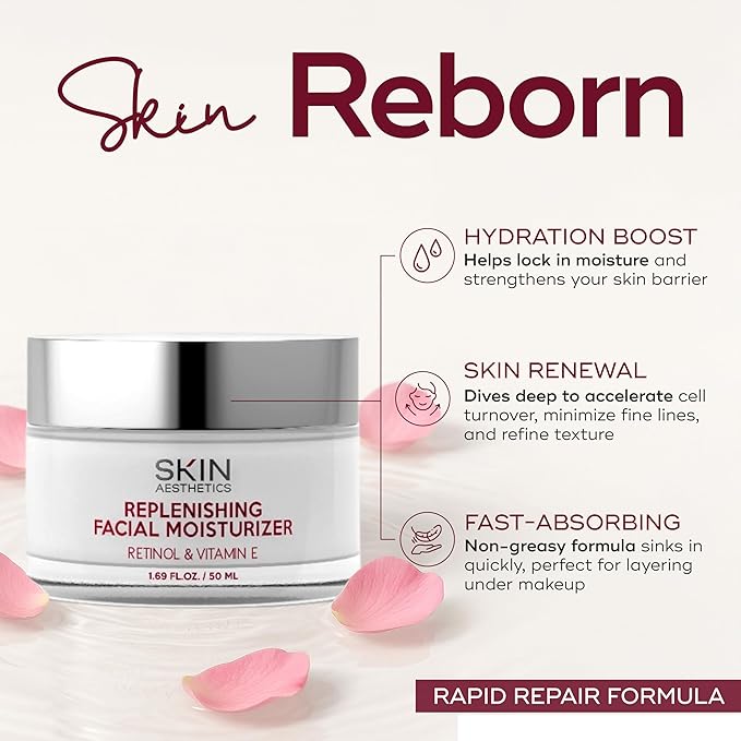 Retinol & Vitamin E Face Moisturizer - Repairs, Moisturizes, Fine Lines & Wrinkles Treatment - Anti-Aging - Dermatologist Tested Korean Skincare - Clean Beauty, Cruelty-Free - 1.69 oz