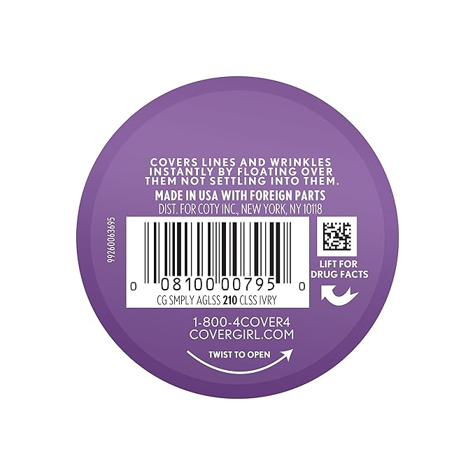 COVERGIRL+OLAY Simply Ageless Instant Wrinkle-Defying Foundation, 210 Classic Ivory, 0.44 Fl Oz (Pack of 1)