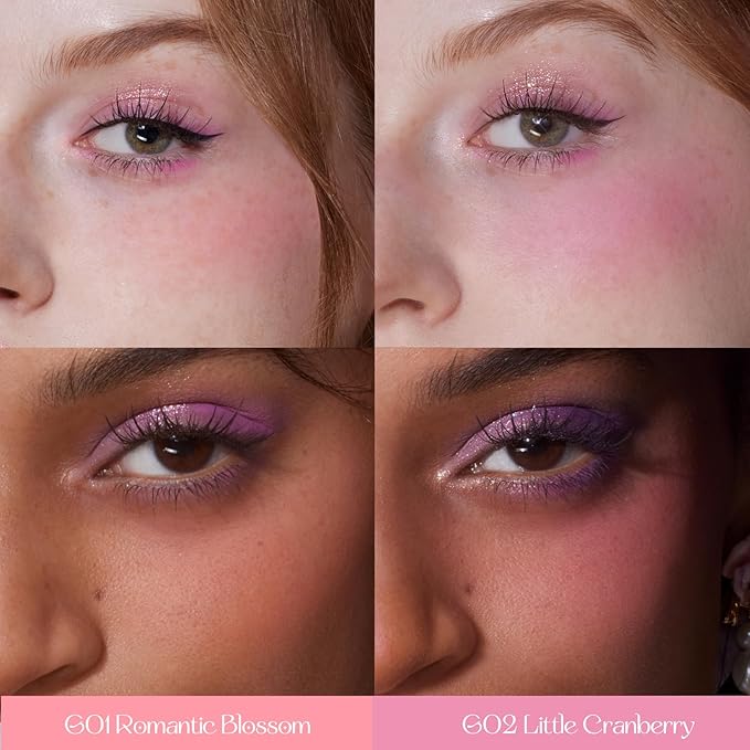 Flower Knows Violet Strawberry Rococo Makeup Box Set,8 Pack Makeup Box with Mirror,Lip Gloss×2+Blush×2+Blush Brush×1+Wisteria Purple Handheld mirror×1+Hair Clip×1+Gift Box×1