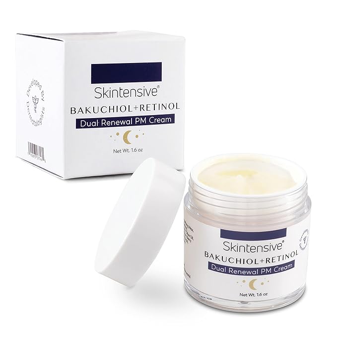 SKINTENSIVE Retinol & Bakuchiol Cream - Dual Renewal Night Cream with Coconut Oil - Moisturizing PM Cream for Sensitive Skin
