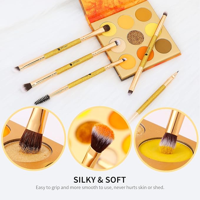DUcare Eyeshadow Brushes Set Duo End Eye Makeup Brushes Eyeshadow Brush set 5Pcs Travel Concealer Eyebrow Eyelash Eye Liners Blending