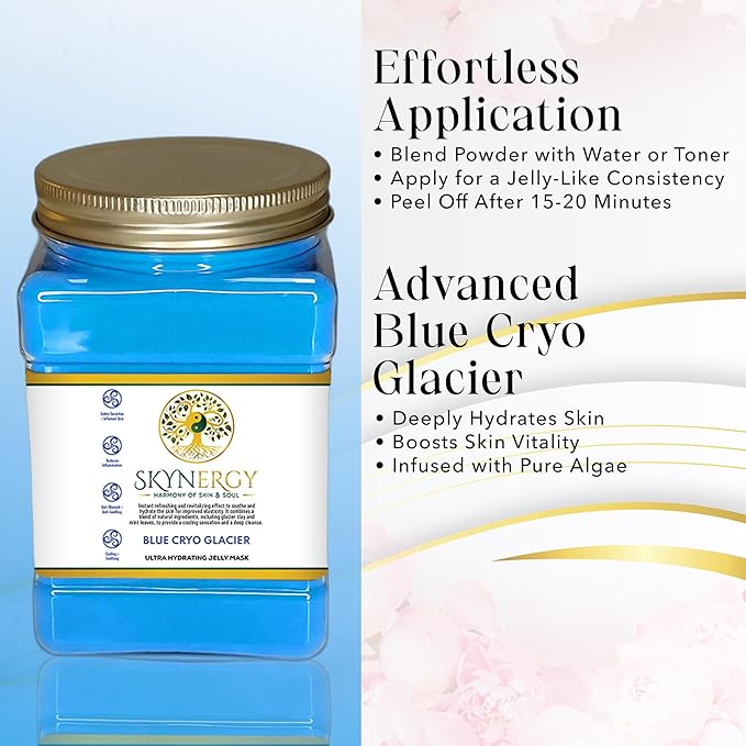 Blue Cryo Glacier Jelly Face Mask - Professional Grade HydroGlo Peel Off Face Mask, Radiance, Reduced Fine Lines & Pigmentation - Vajafacial Jelly Mask | 12 Applications (30 Fl Oz)