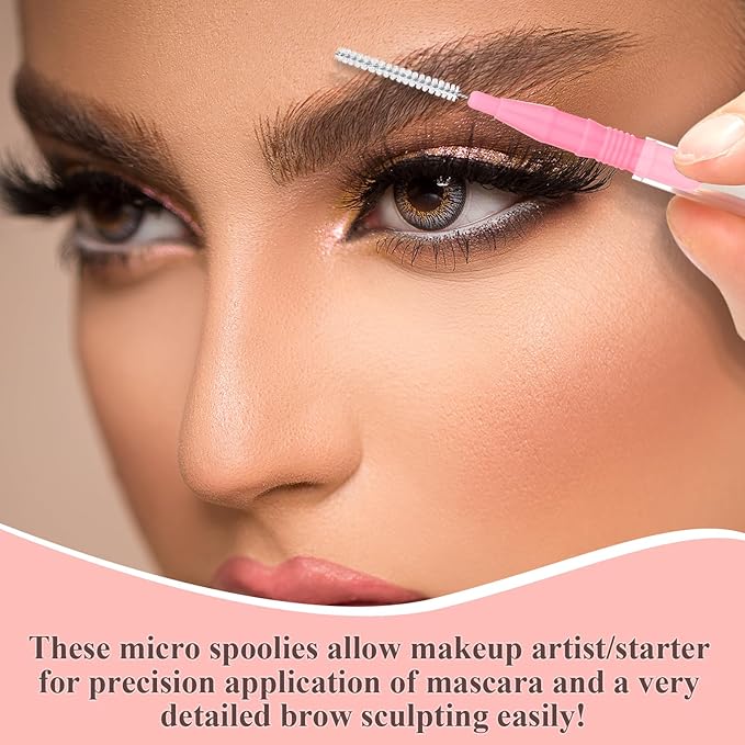 120-Piece Micro EyeBrow Lash Brush Set - Professional Beauty Spoolies with Cap for Makeup, Brow Lamination and Travel - Perfect for Makeup Artists, Beauty Lovers, and Gifting
