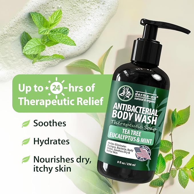 Antibacterial Body Wash - Antibacterial Soap And Tea Tree Body Wash For Jock Itch, Athletes Foot, Eczema And Back Acne - Anti Bacterial Body Soap For Men And Women Safe For All Skin Types - 8 Oz
