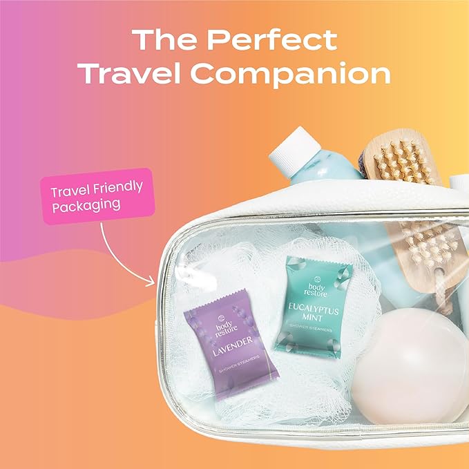 Body Restore Shower Steamers Aromatherapy 6 Pack - Birthday Gifts for Women, Men, Travel Essentials, Stress Relief, Relaxation, Self Care - Citrus