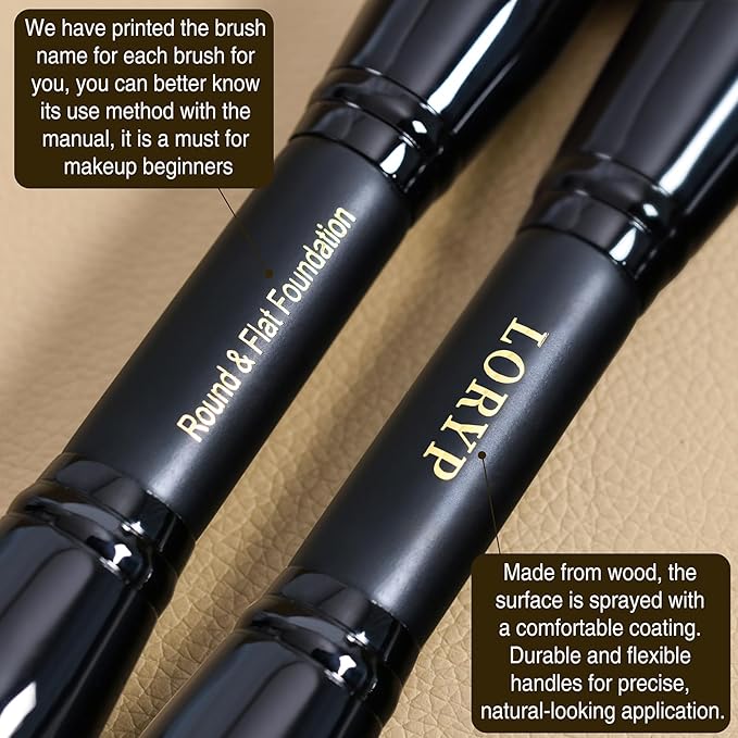 LORYP Foundation Brush Contour Bronzer Brush Double Ended kabuki Brush for Blending Liquid Powder Concealer Cream